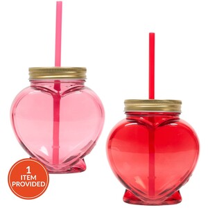 Heart Glass Drinking Jar