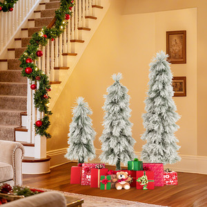 Set of 3 Snow Flocked Xmas Tree