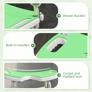 HOMCOM Adjustable Shower Stool with Grab Rail Padded Seat 712-063V00GN