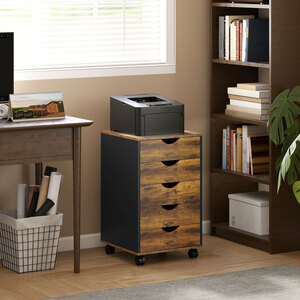 HOMCOM 5 Drawer Mobile Filing Cabinet