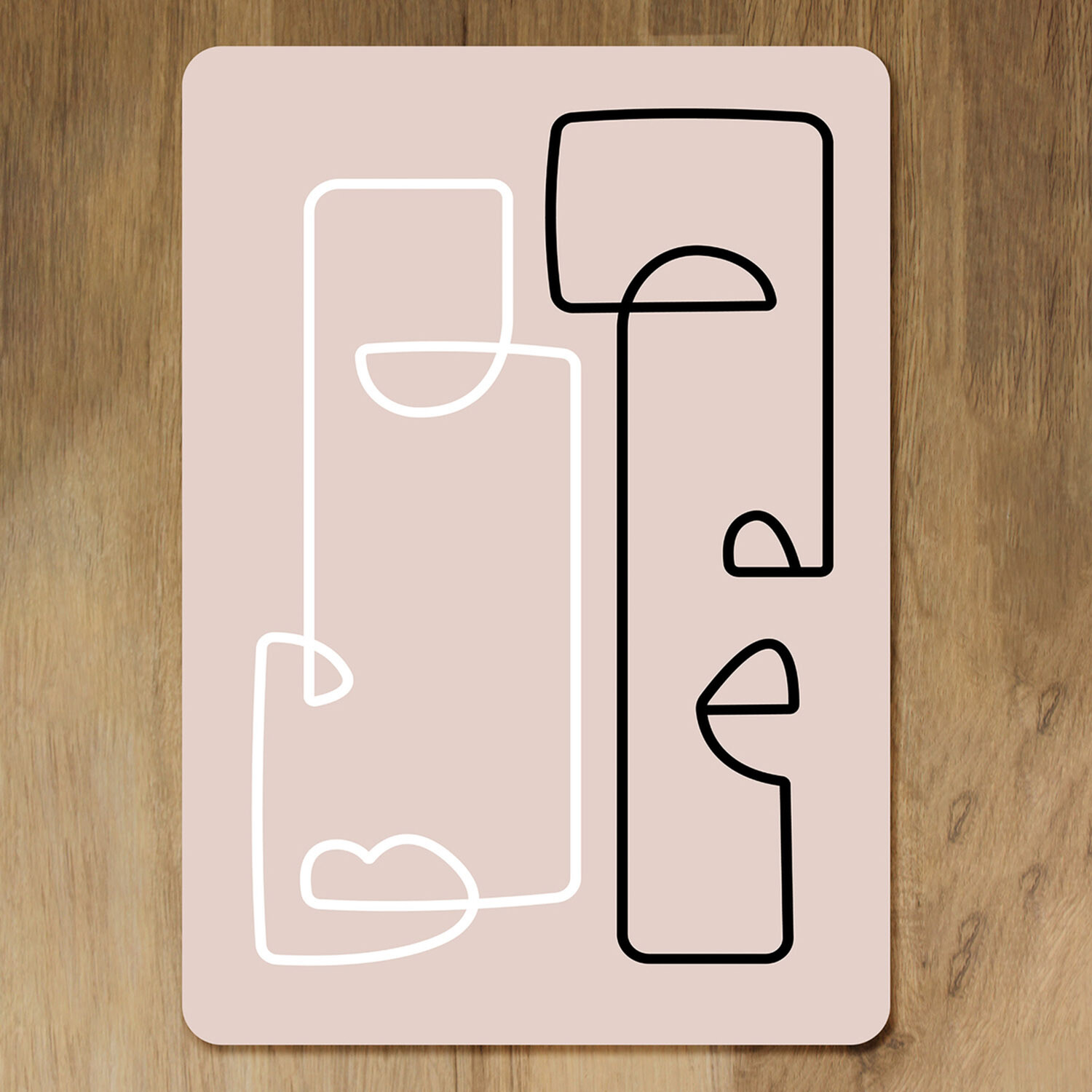 line art of two faces Designer Placemat Set - Pink