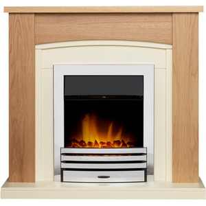 Adam Chilton Fireplace in Oak Cream with Eclipse Electric Fire in Chrome