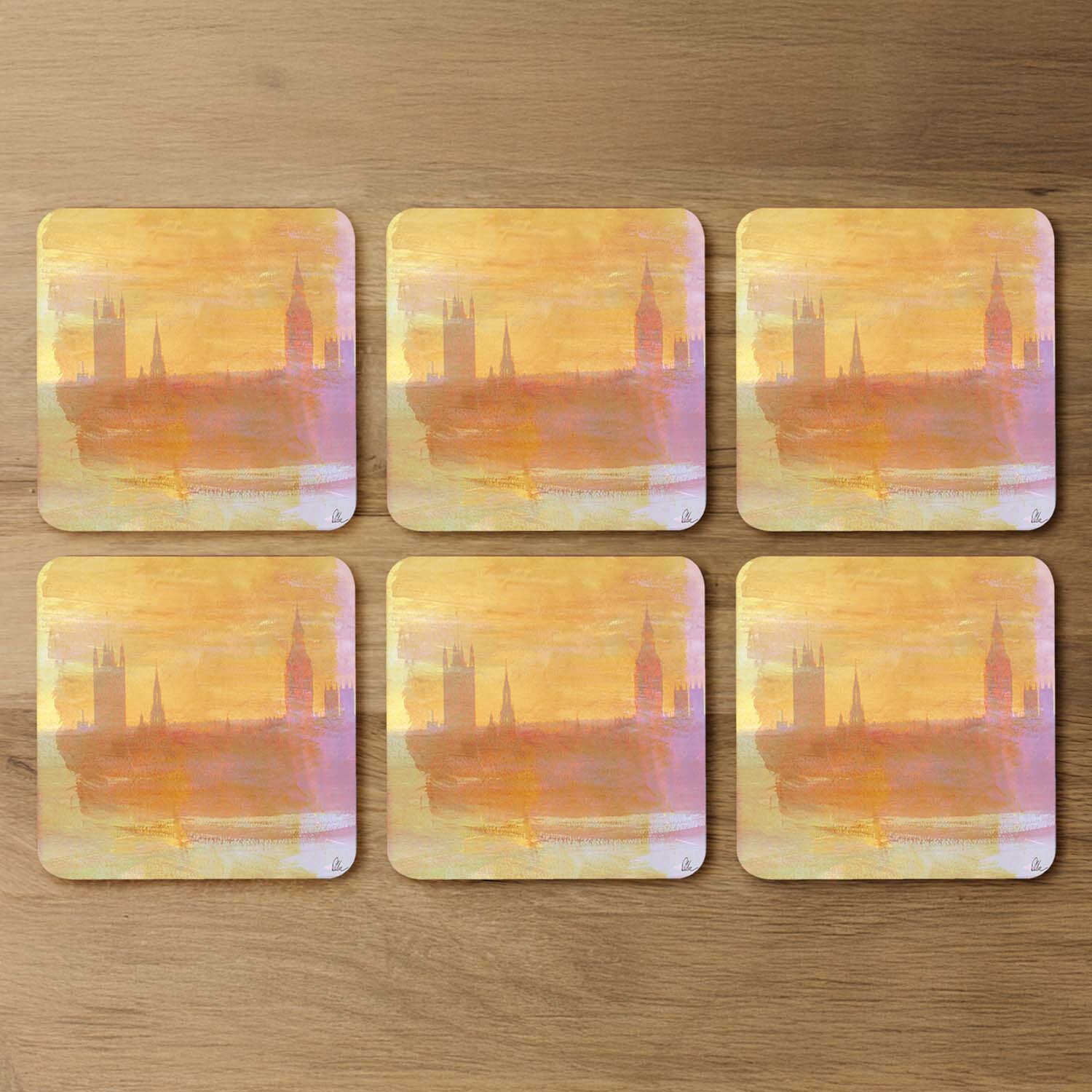 Big Ben Yellow Mist Coaster - Orange