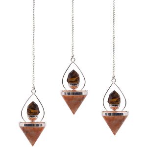 Gemstone Lantern of Life Pendulum Sunstone  Tigereye