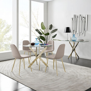 Novara Dining Table With Four Corona Gold Dining Chairs