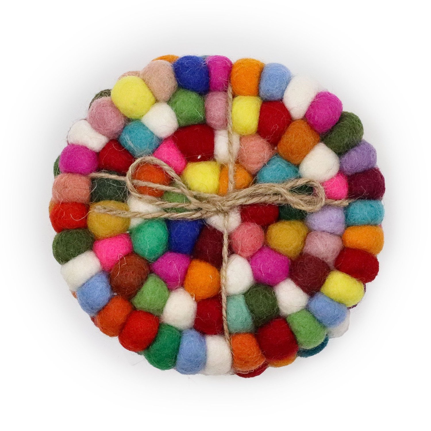Image of Vibrant Felt Ball Coasters Set of&hellip;
