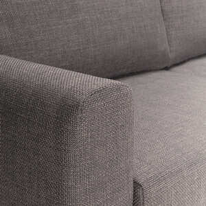 San Sebastian Set of 2 Upholstered 3-Seater Sofas, Light Grey Brown Fabric, Black Steel Legs
