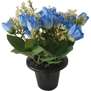 Artificial Rose Mix Remembrance Grave Pot