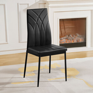 Set of 4 Upholstered Faux Leather Chairs with High Backrest