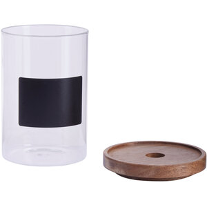 Tromso Glass Storage Jar with Acacia Lid and Chalkboard 950 ml