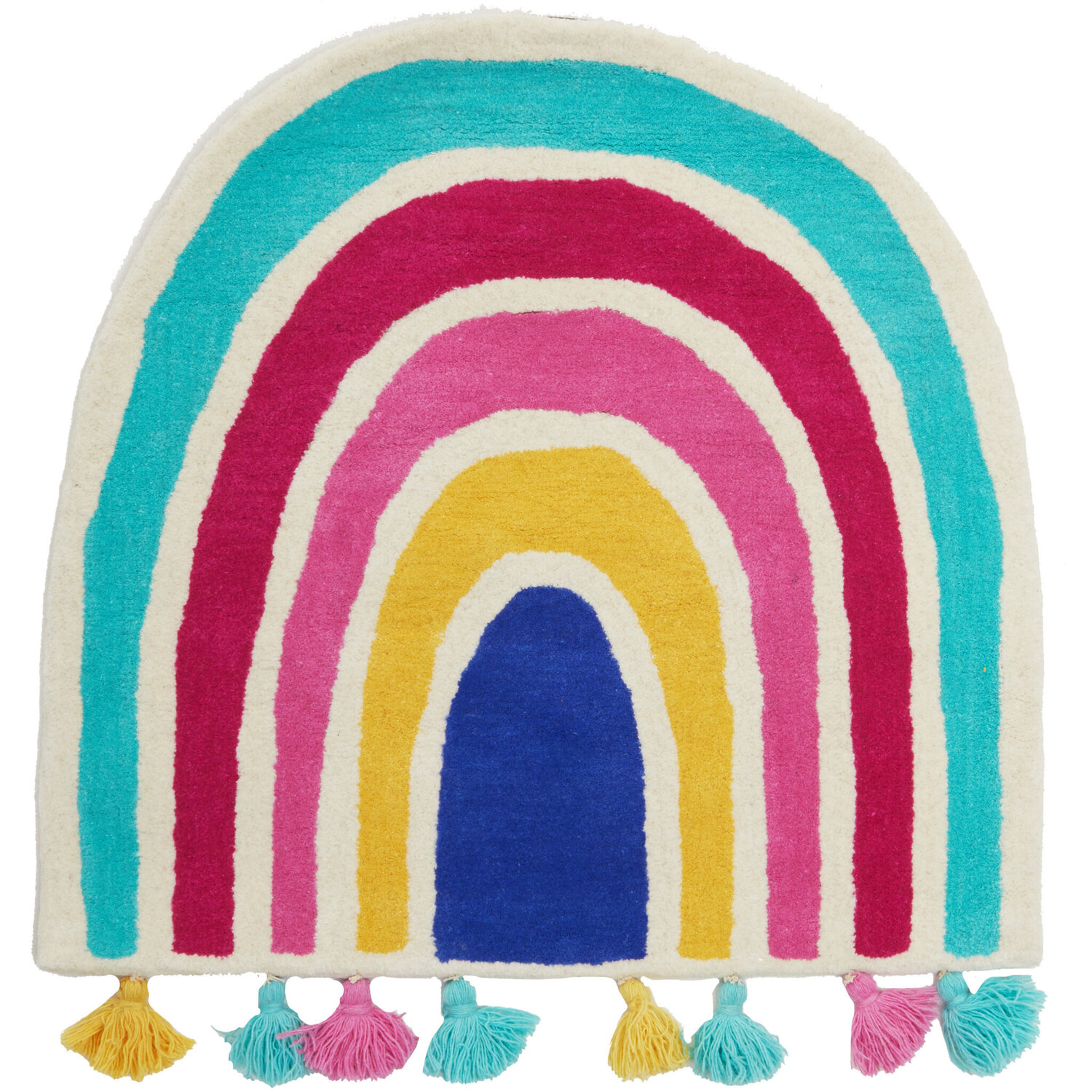 Kids Rainbow Rug With Tassels - Multicolour