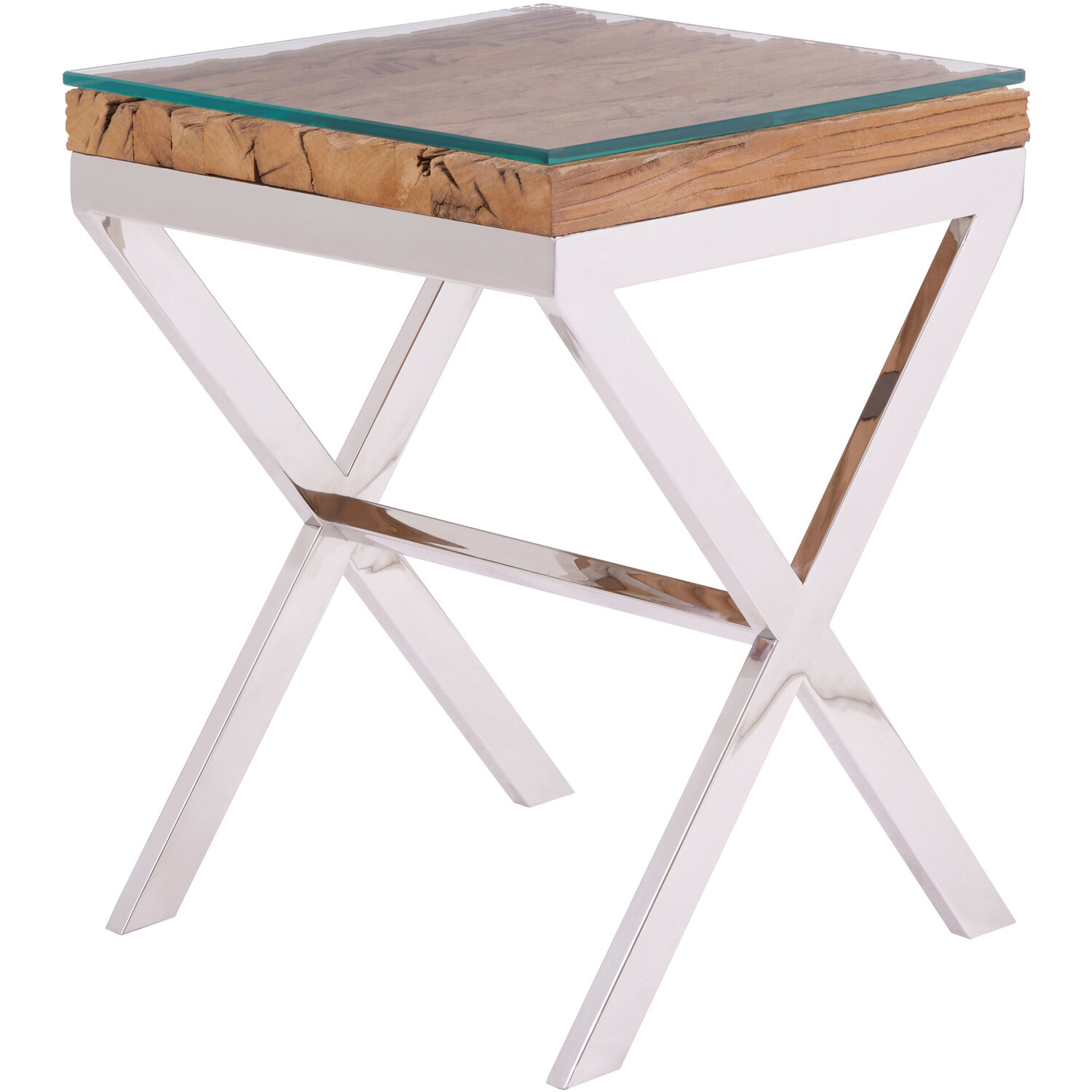 Kerala Natural Sal Wood Side Table - Brown