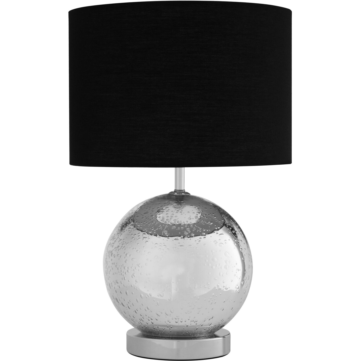 Naomi Black Fabric Shade Table Lamp - Silver