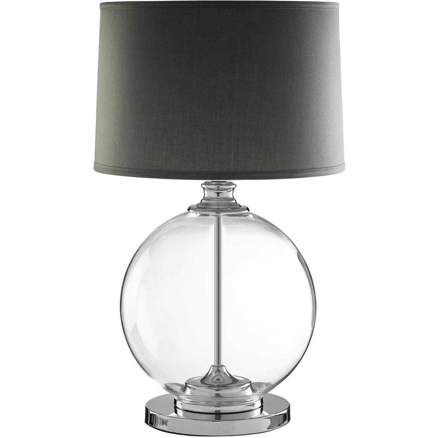 Edna Glass Table Lamp wuth Grey Linen Shade - Black