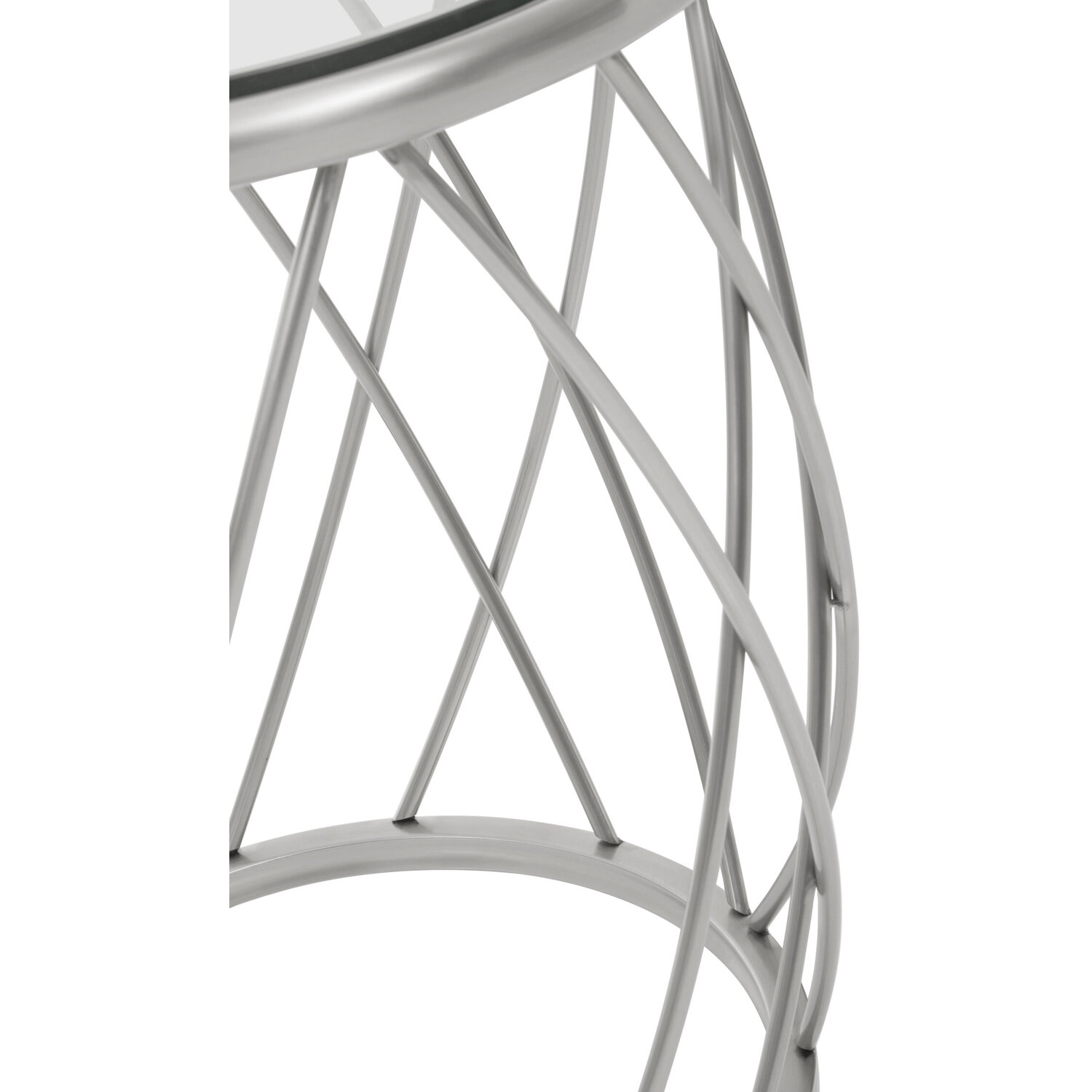 Ackey Table Ackley Silver Round Side Table with Clear Glass