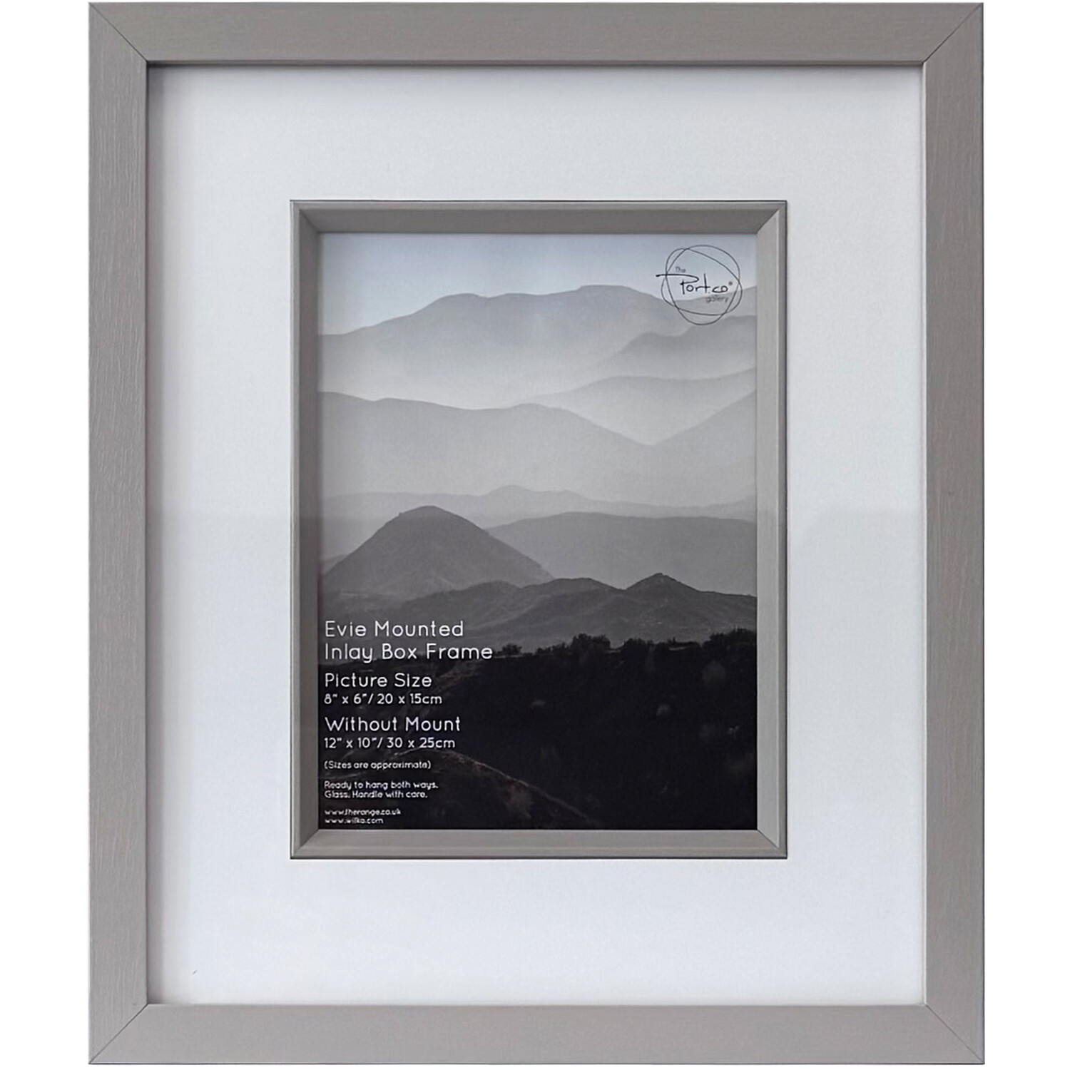 Evie Mounted Inlay Photo Frame - Grey / 8 x 6 inch