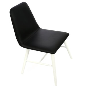 Cassy Black Leather Effect Dining Chair With White Legs