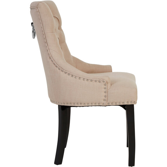 Kensington Townhouse Natural Linen Dining Chair with Dark Legs
