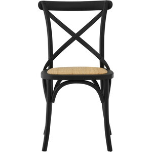 Lyon Black Oak Wood and Rattan Dining Chair