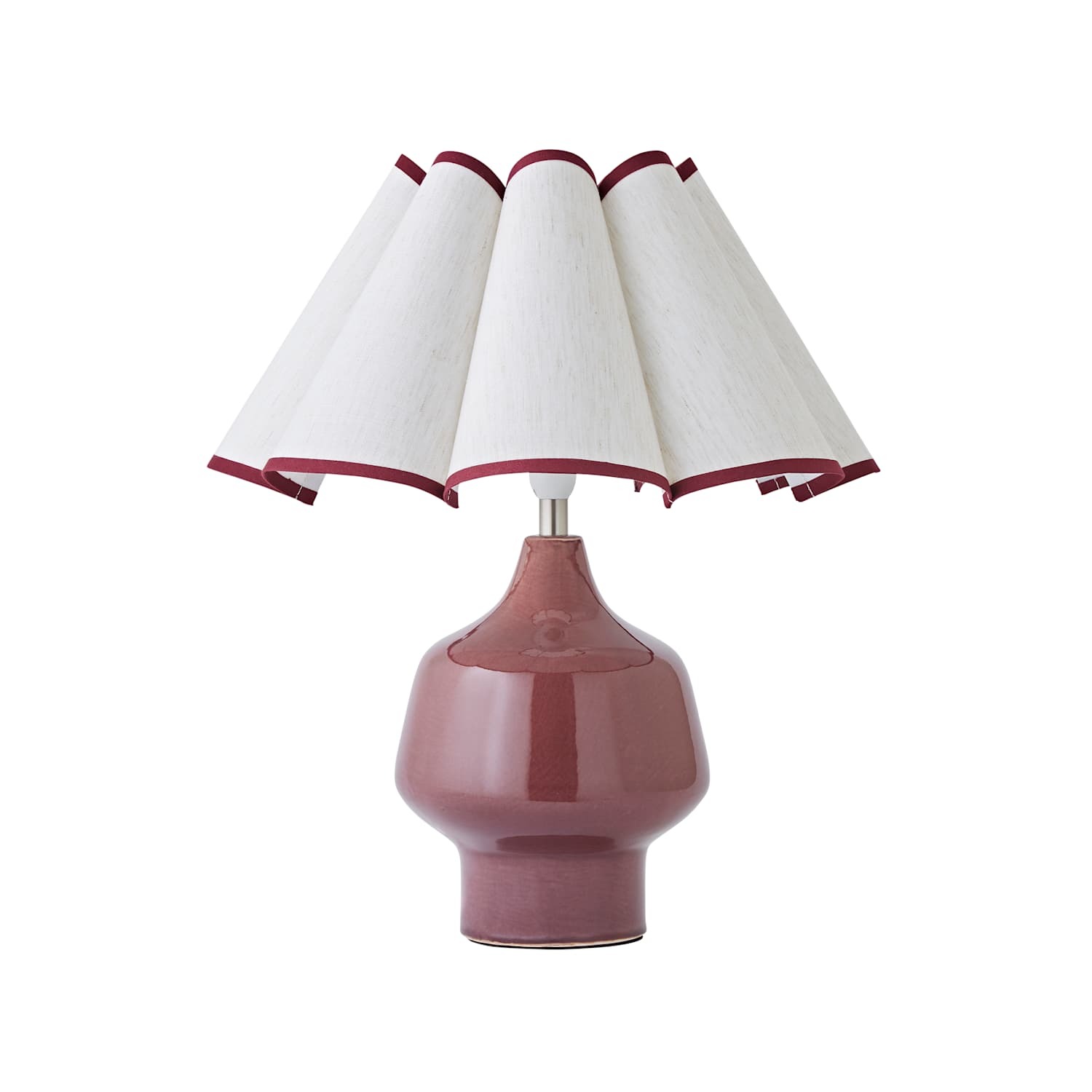 Valuelights Unisex Burgundy Jamie Glazed Ceramic Table Lamp With Scallop Trim Lamp Shade With Bulb In - Image 5