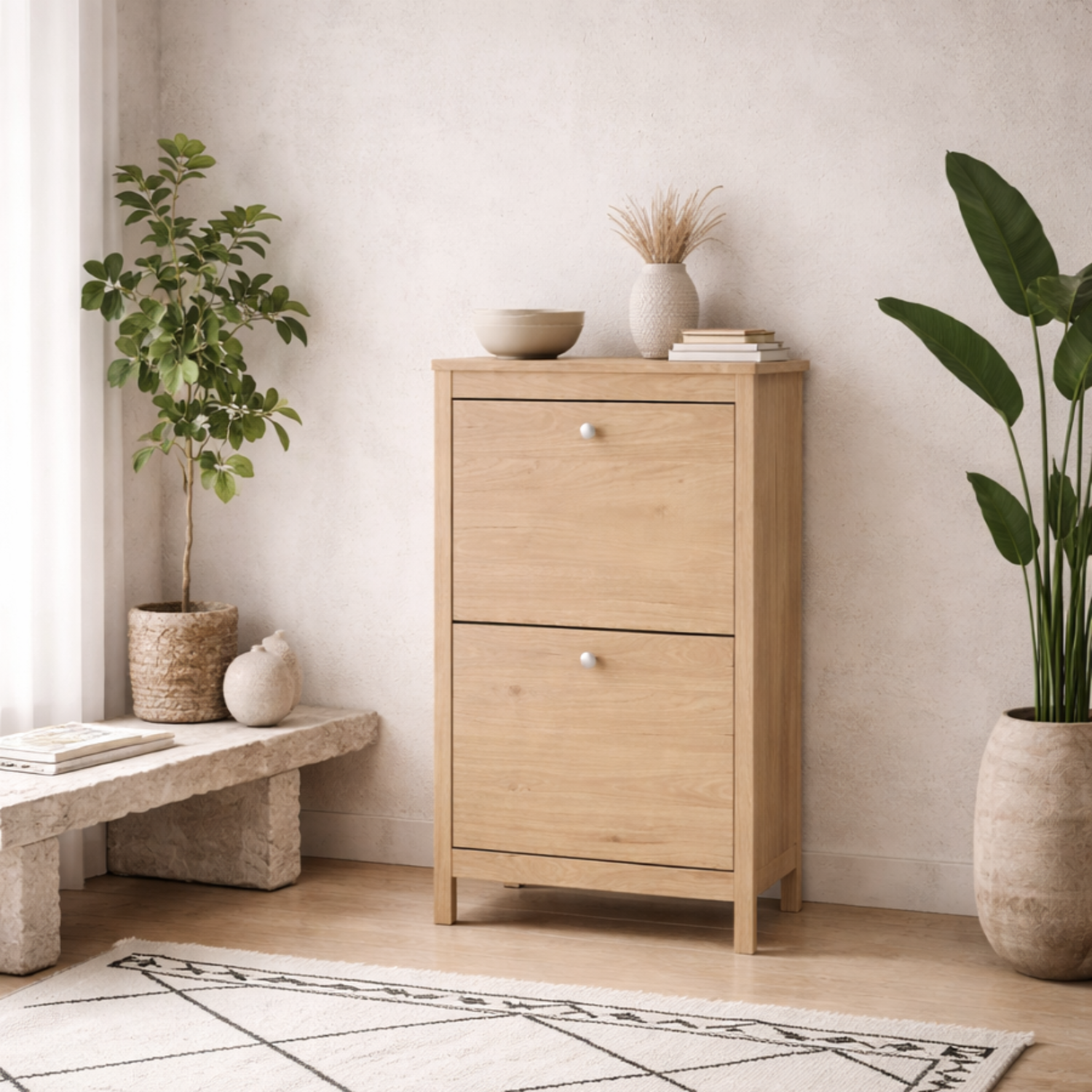 Gossmere Hickory Effect 2 Door Shoe Cabinet - Natural