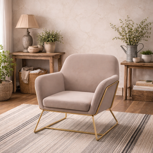 Marseille Velvet Armchair with Gold Legs