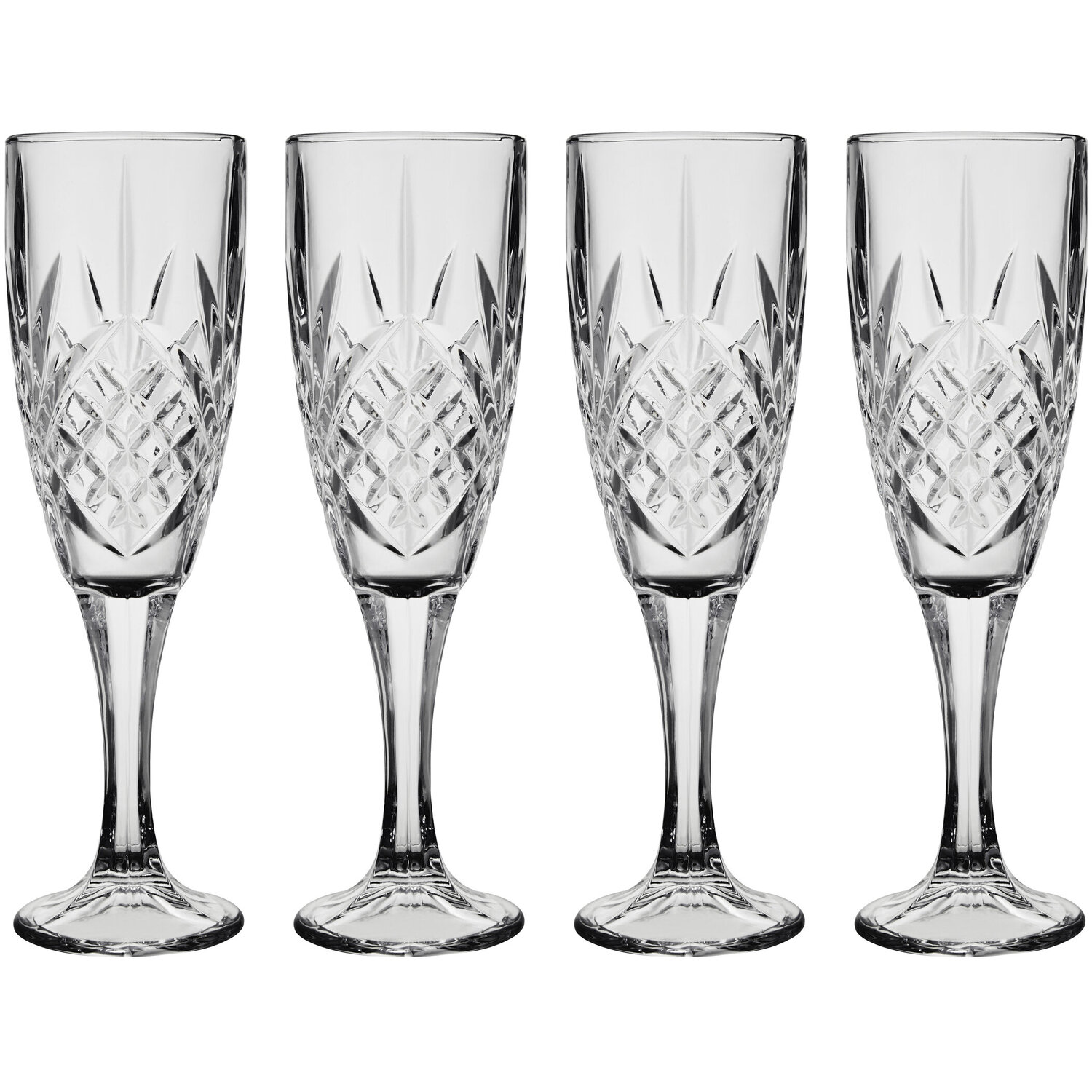 Beaufort Set of 4 Crystal  Champagne Glasses - Transparent