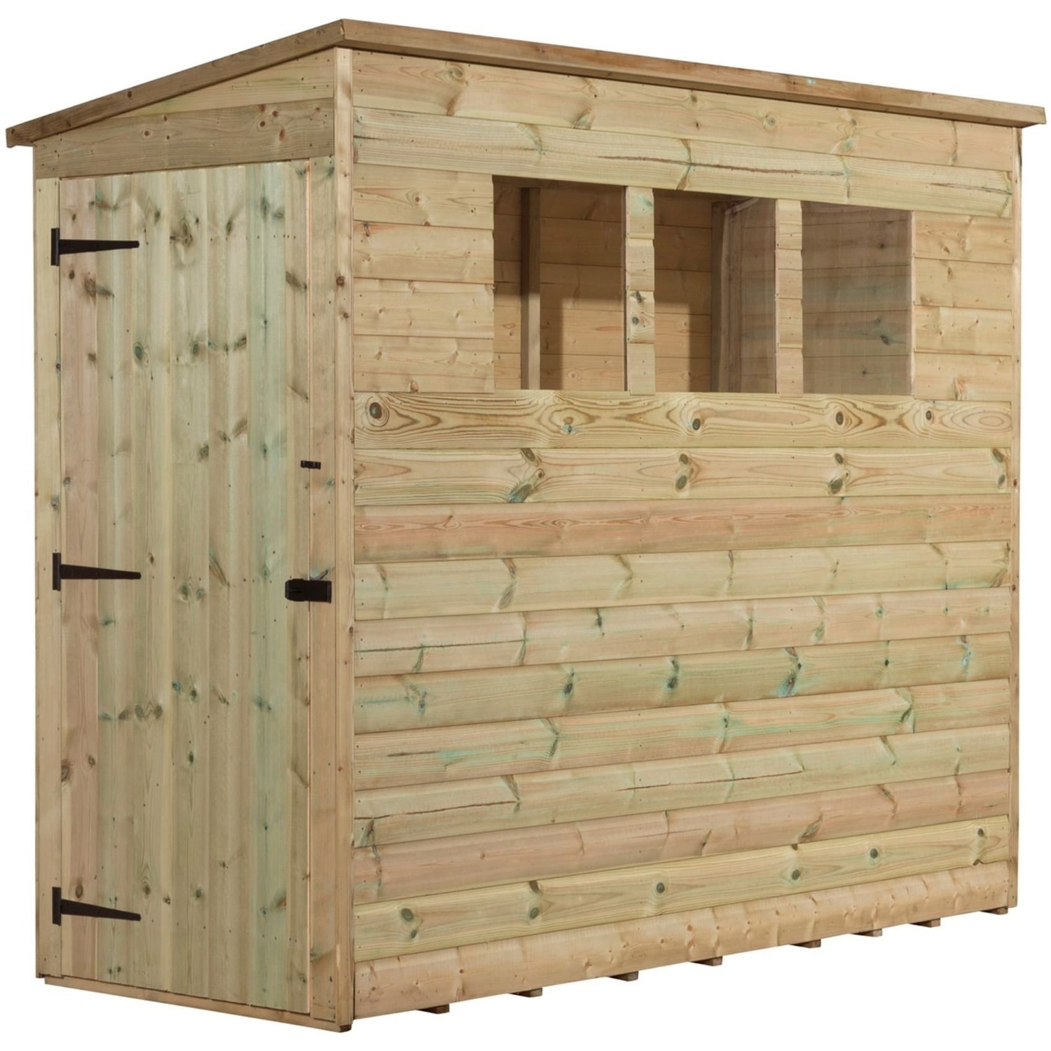 Empire 2600 6x3 Pent Garden Shed with a Single Door Both Side Panels & 3 Windows - Green