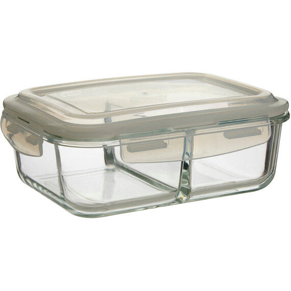 Freska 2 Section Rectangular Glass Container With Lid 1520 ml