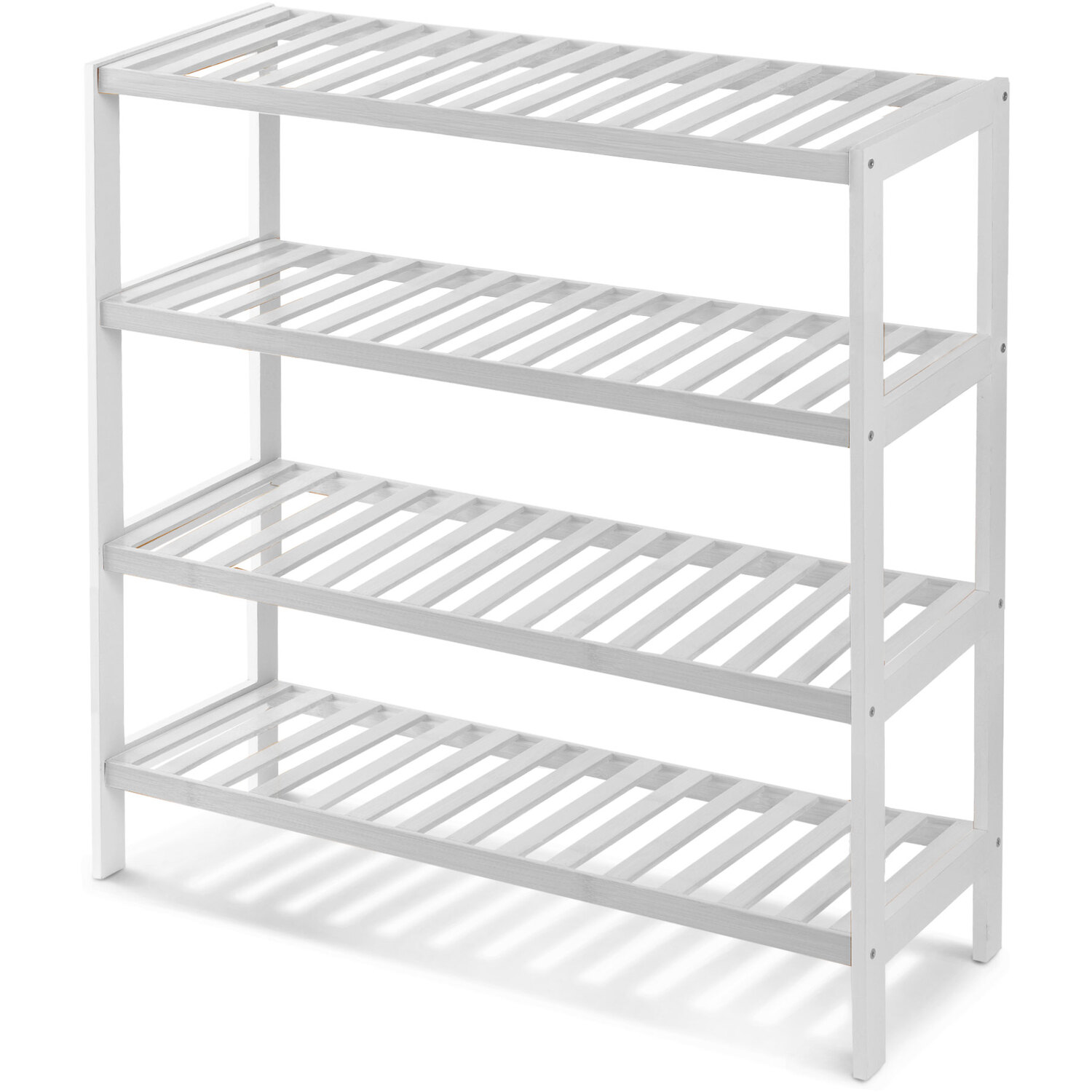Keplin Bamboo Shoe Rack - White / Moisture-Resistant, Wipe-Clean Finish