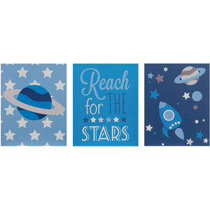 Kids Set of 3 Reach For The Stars Wall Plaques