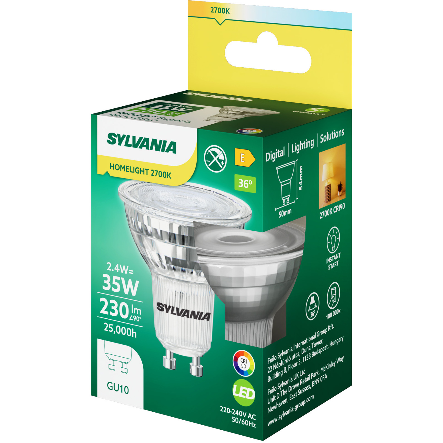 Sylvania Led Gu10 Spotlight Bulb 230 Lumens Clear - Transparent
