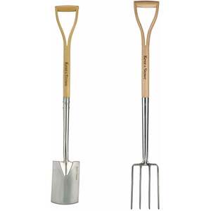 Border Spade & Fork Duo - Stainless Steel Blades, Ash Handles, 2-Piece