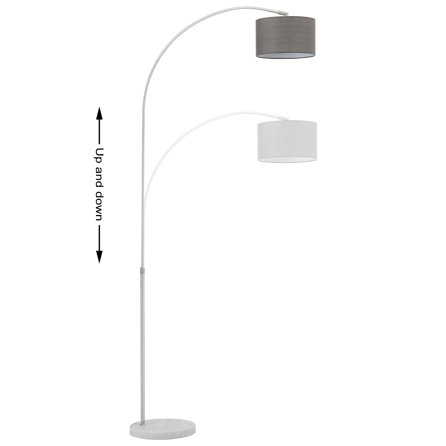 Arched Floor Lamp Marble Base With Shade - Grey