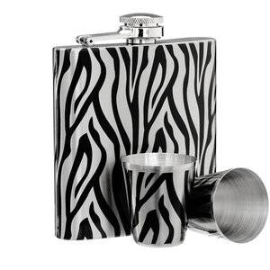 Auden Zebra  Hip Flask and Shot Glasses Set