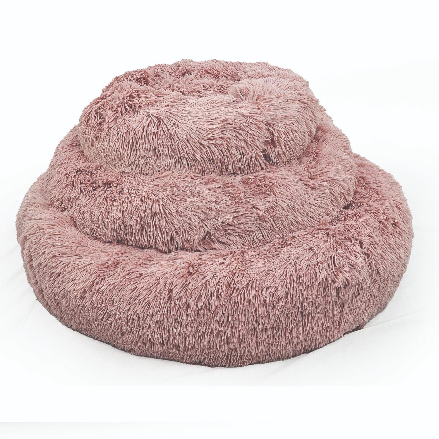 Hugglepets Anti-Anxiety Donut Pet Bed - Pink, Small - Pink / 50Cm