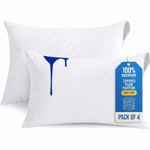 4 Pack Microfiber Waterproof Zippered Pillow Protector