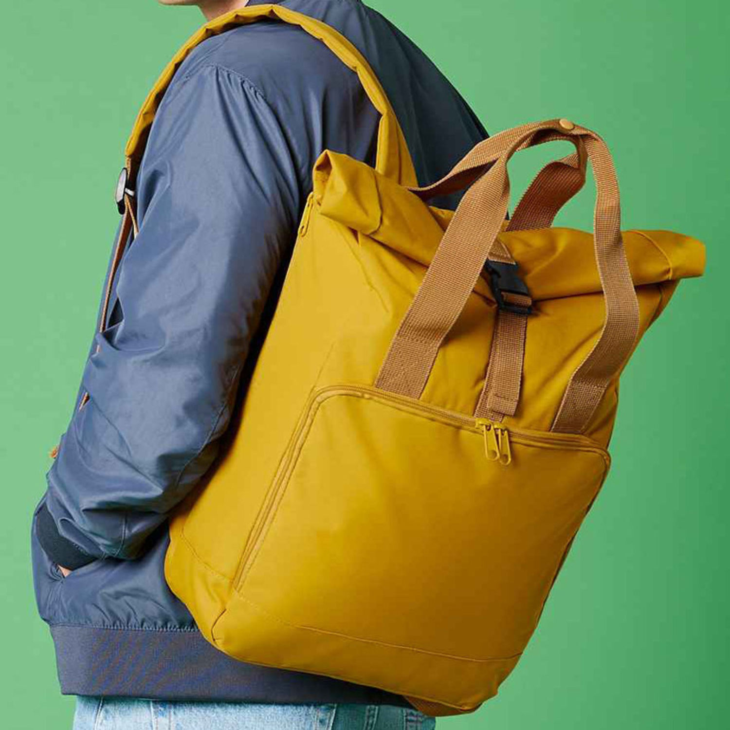 Bagbase Roll Top Recycled Twin Handle Laptop Backpack - Navy Dusk