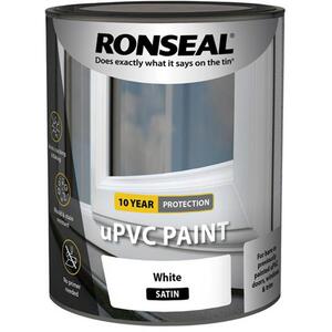 Ronseal uPVC Paint White Satin 750ml - Flexible, Mould Resistant - 39392