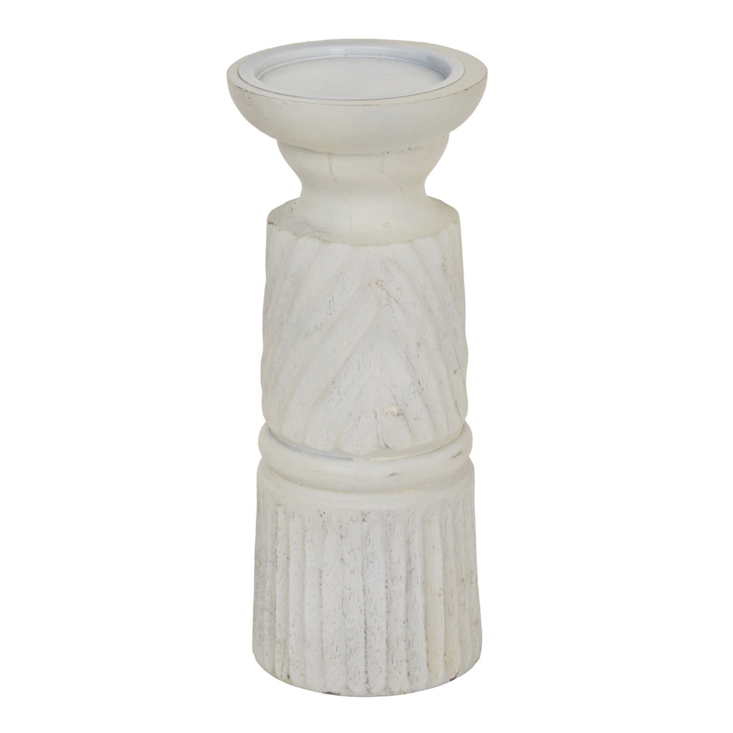 Hill Interiors Carved Candle Holder - White