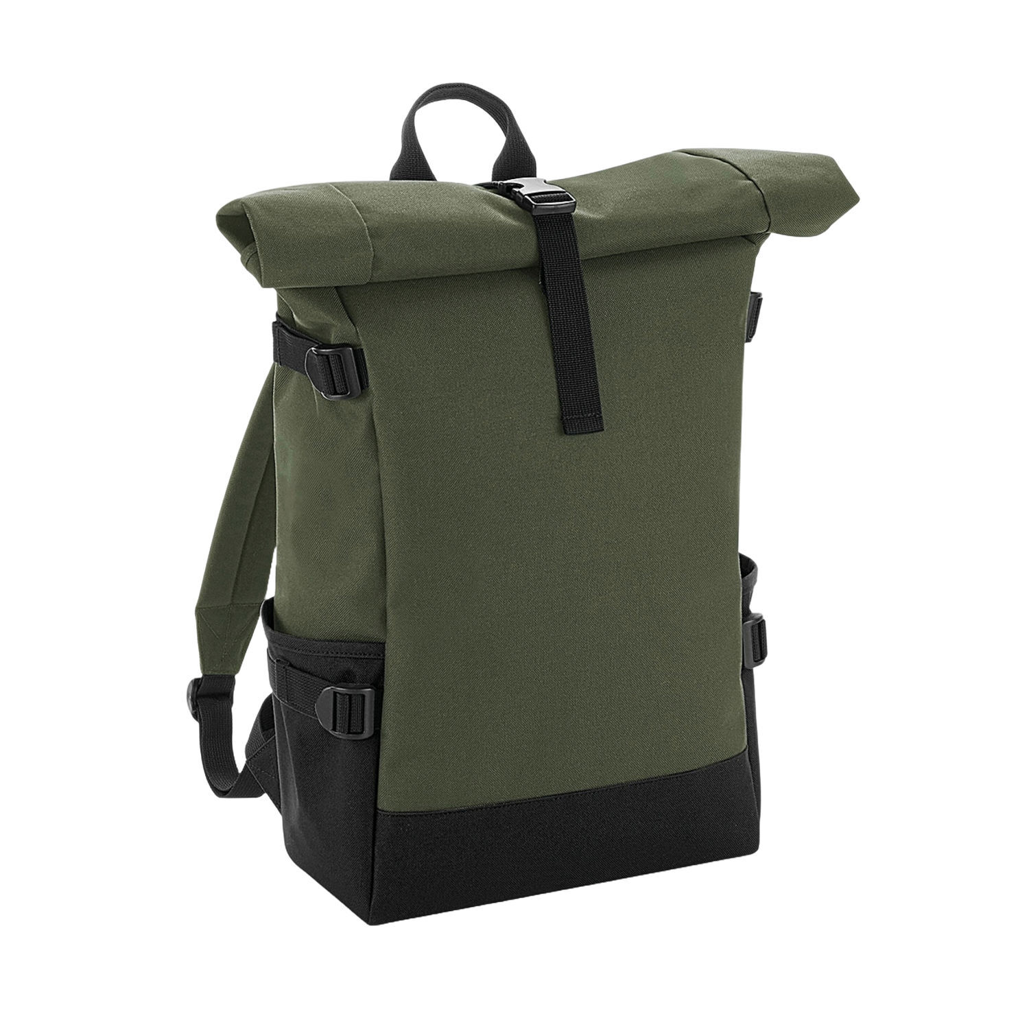 Bagbase Block Roll Top Backpack - Olive/Black