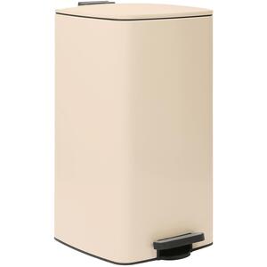 Square Stainless Steel Kitchen Pedal Bin - 30L - Beige