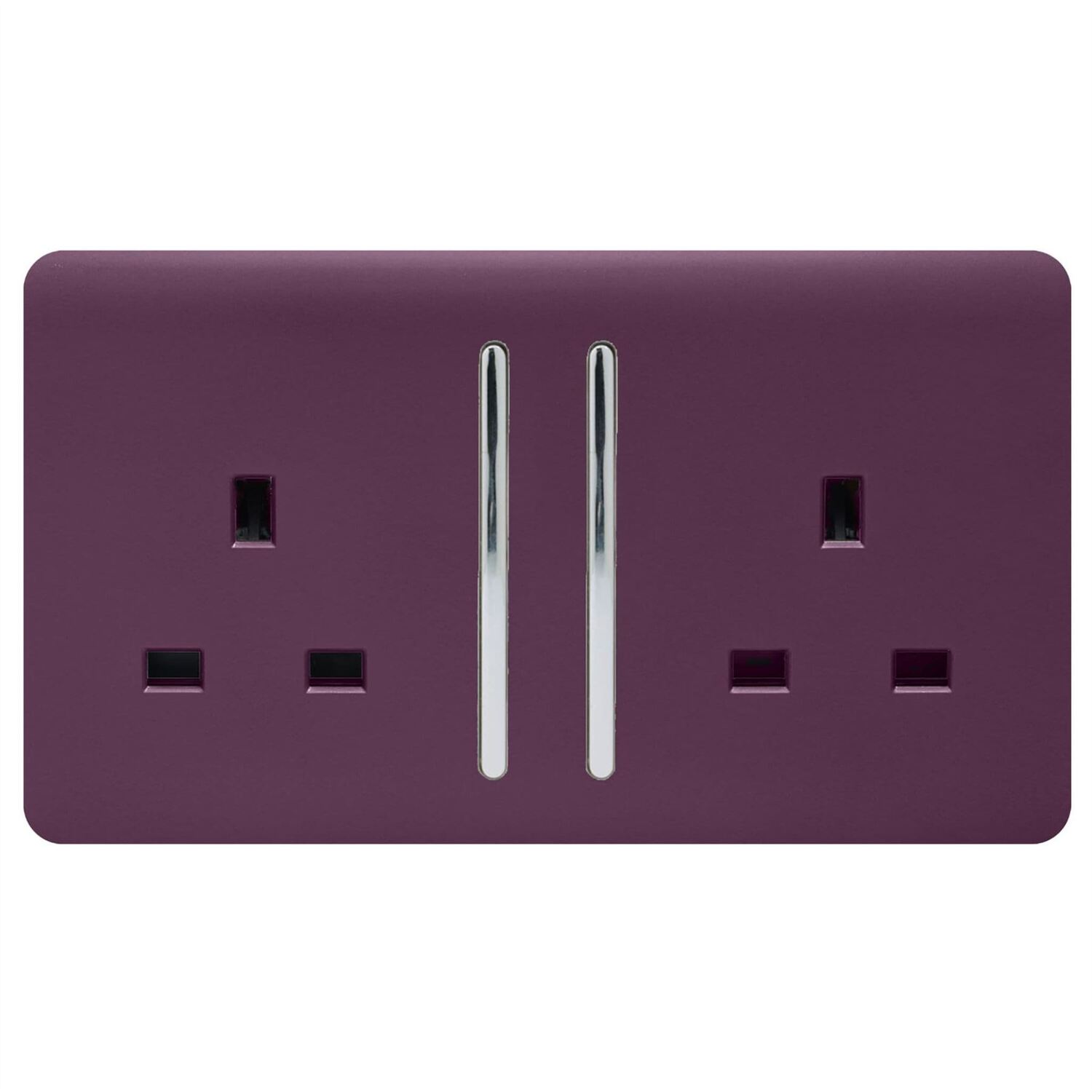 Trendi Switch 2 Gang Switched Plug Socket - Size 2 - Purple - Image 4
