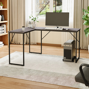 L-Shaped Computer Desk with PC Case Tray