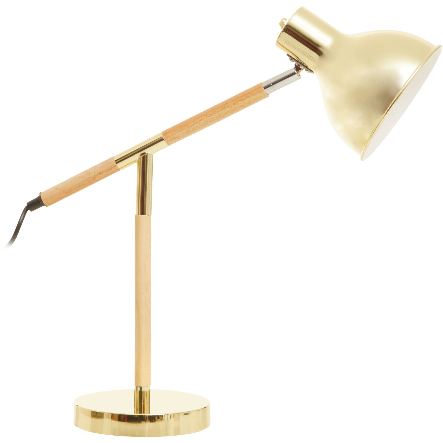 Orsina Stockholm Adjustable Desk Lamp In Shiny Brass Finish - Gold, Natural
