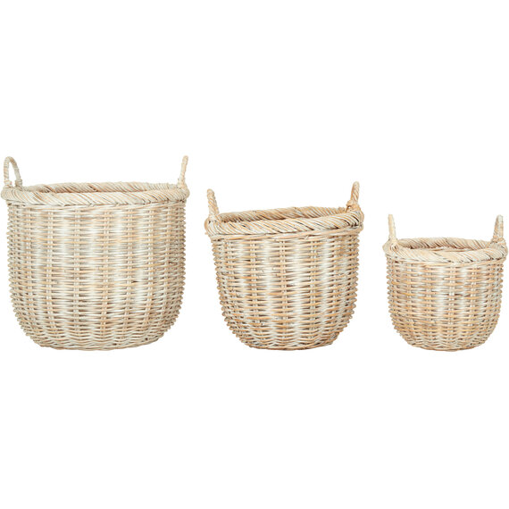 Argento Whitewash Rattan Storage Baskets- Set of 3