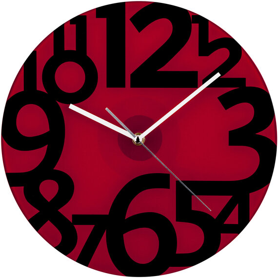 Tortora Red Glass and Black Numbers Wall Clock