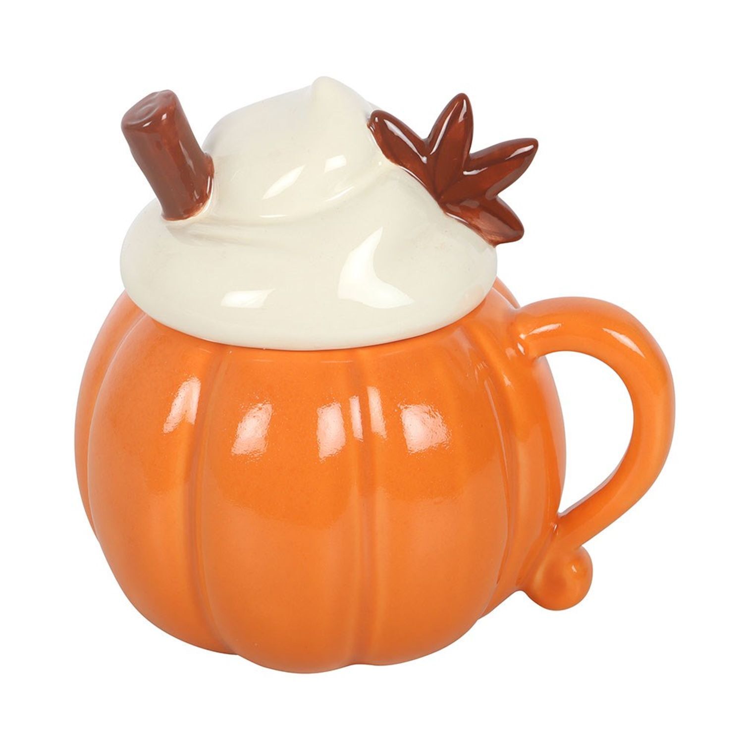 Something Different Pumpkin Lidded Mug - Orange/Cream