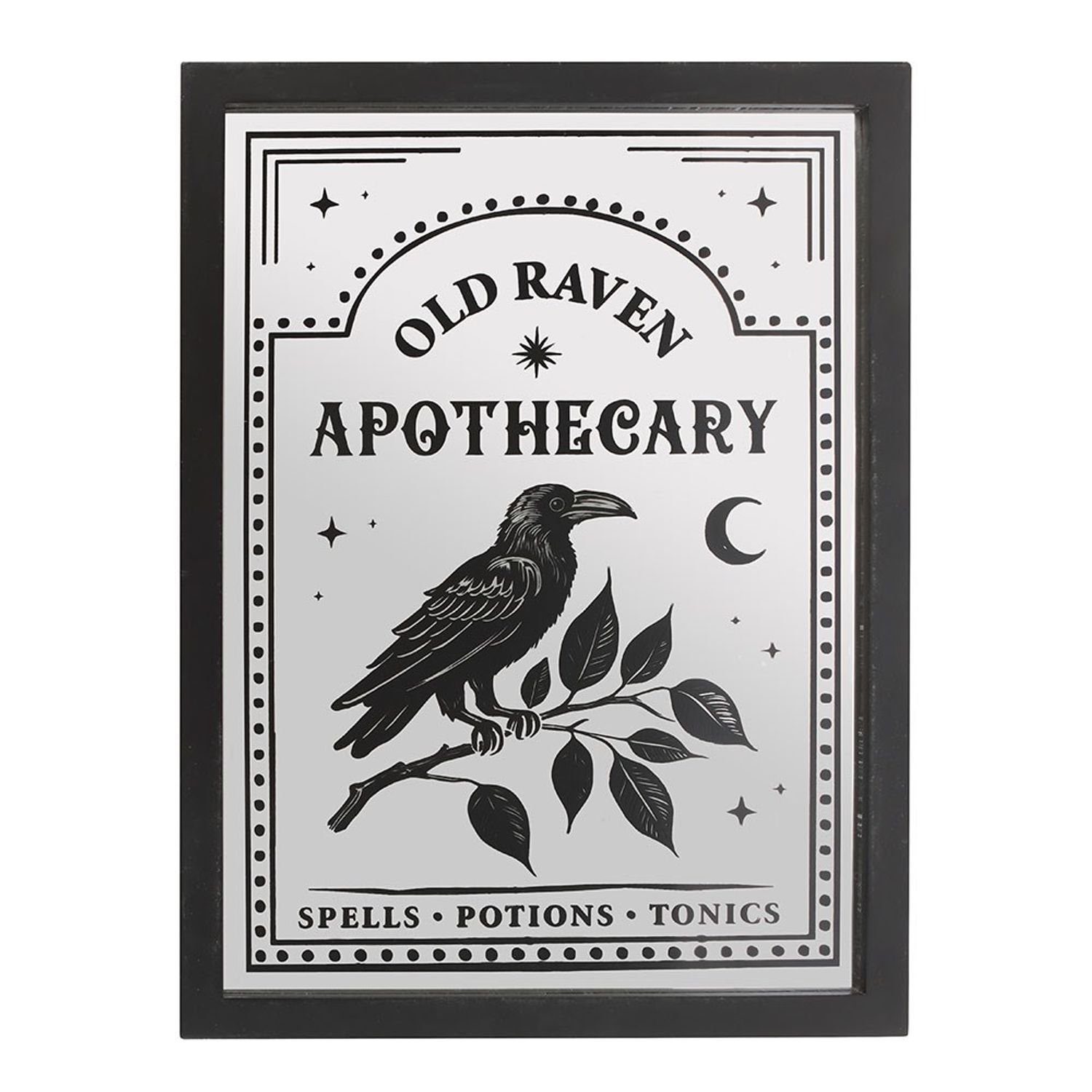 Something Different Old Raven Apothecary Mirrored Wall Art - Black/White