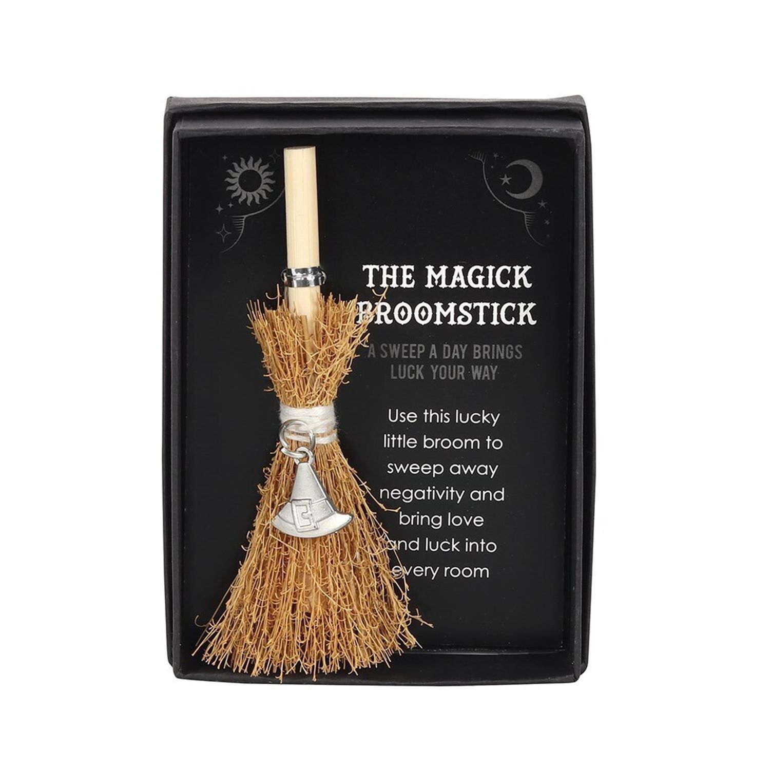 Something Different Mini Magick Witches Hat Broomstick - Brown/Silver